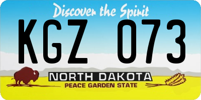 ND license plate KGZ073
