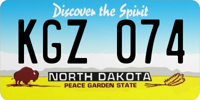 ND license plate KGZ074