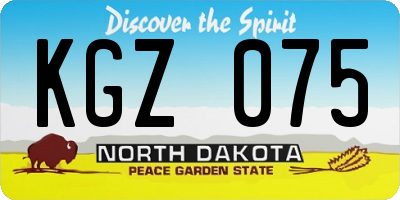 ND license plate KGZ075