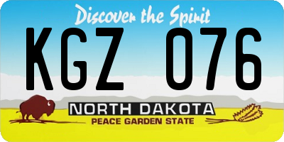 ND license plate KGZ076
