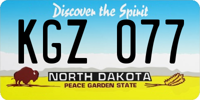 ND license plate KGZ077
