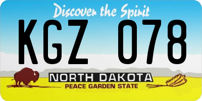 ND license plate KGZ078