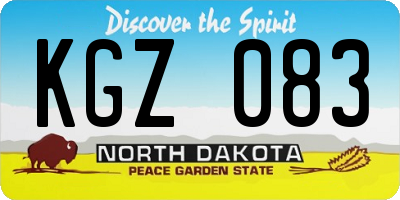 ND license plate KGZ083