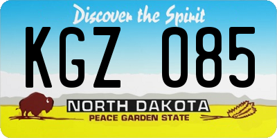 ND license plate KGZ085