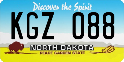 ND license plate KGZ088