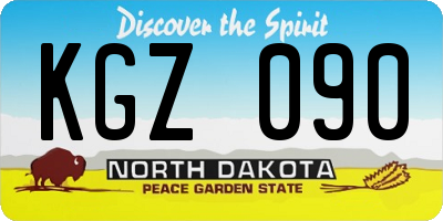 ND license plate KGZ090