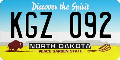 ND license plate KGZ092