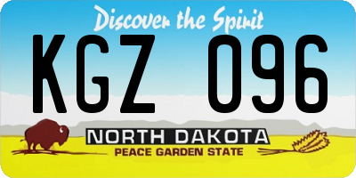 ND license plate KGZ096