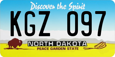 ND license plate KGZ097