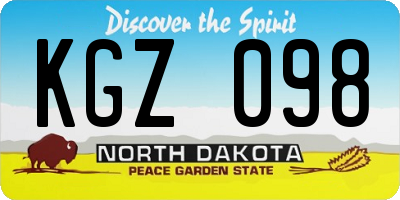 ND license plate KGZ098