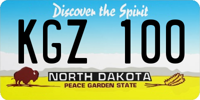 ND license plate KGZ100