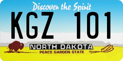 ND license plate KGZ101