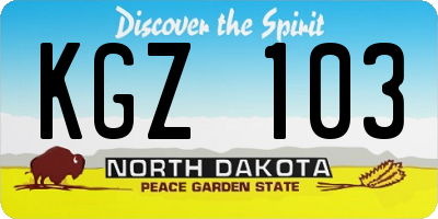 ND license plate KGZ103