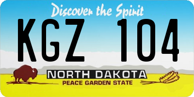 ND license plate KGZ104