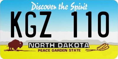 ND license plate KGZ110