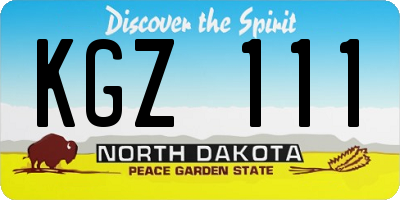 ND license plate KGZ111