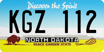 ND license plate KGZ112