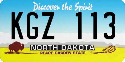 ND license plate KGZ113