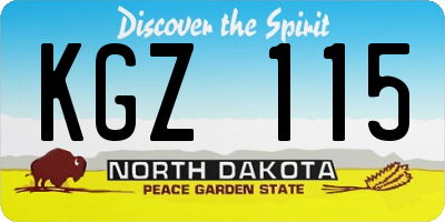 ND license plate KGZ115