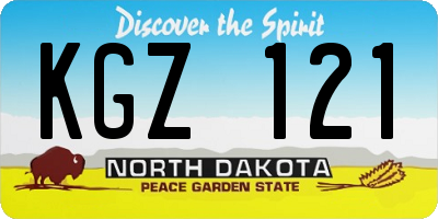 ND license plate KGZ121