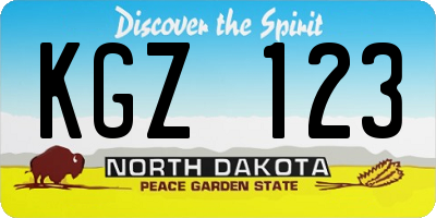 ND license plate KGZ123