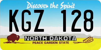 ND license plate KGZ128