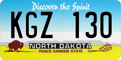 ND license plate KGZ130