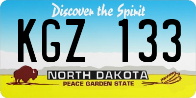 ND license plate KGZ133