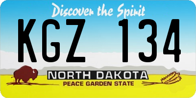 ND license plate KGZ134