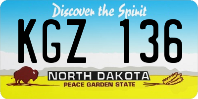 ND license plate KGZ136