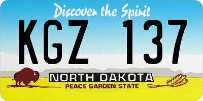 ND license plate KGZ137