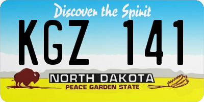ND license plate KGZ141