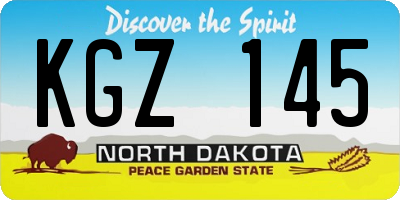 ND license plate KGZ145