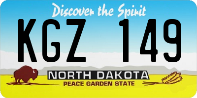 ND license plate KGZ149