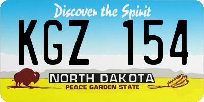 ND license plate KGZ154