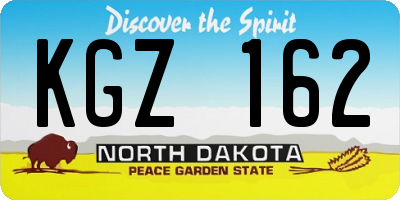 ND license plate KGZ162
