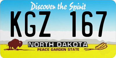 ND license plate KGZ167