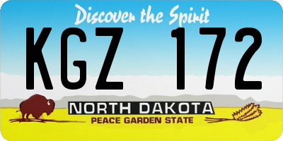 ND license plate KGZ172