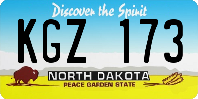 ND license plate KGZ173