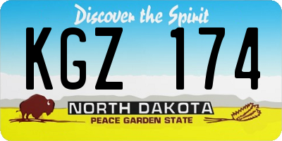 ND license plate KGZ174