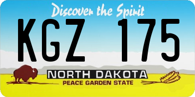ND license plate KGZ175