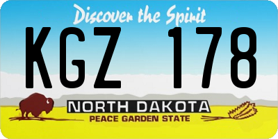 ND license plate KGZ178