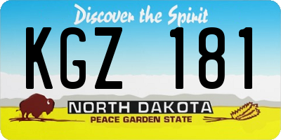 ND license plate KGZ181