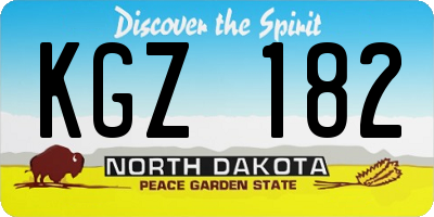 ND license plate KGZ182