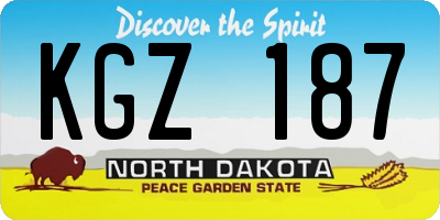 ND license plate KGZ187