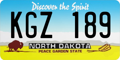 ND license plate KGZ189