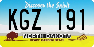 ND license plate KGZ191