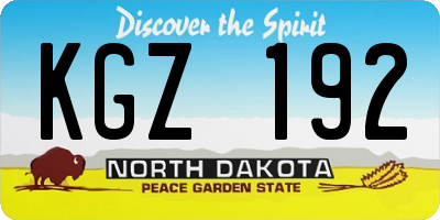 ND license plate KGZ192