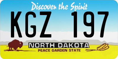 ND license plate KGZ197