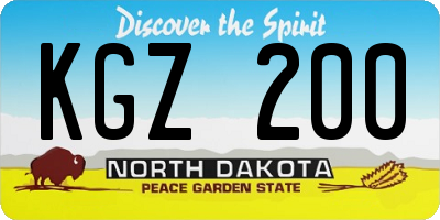 ND license plate KGZ200